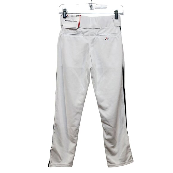 Youth Medium Alleson White Baseball Pants With Black Side Stripe - Picture 2 of 9
